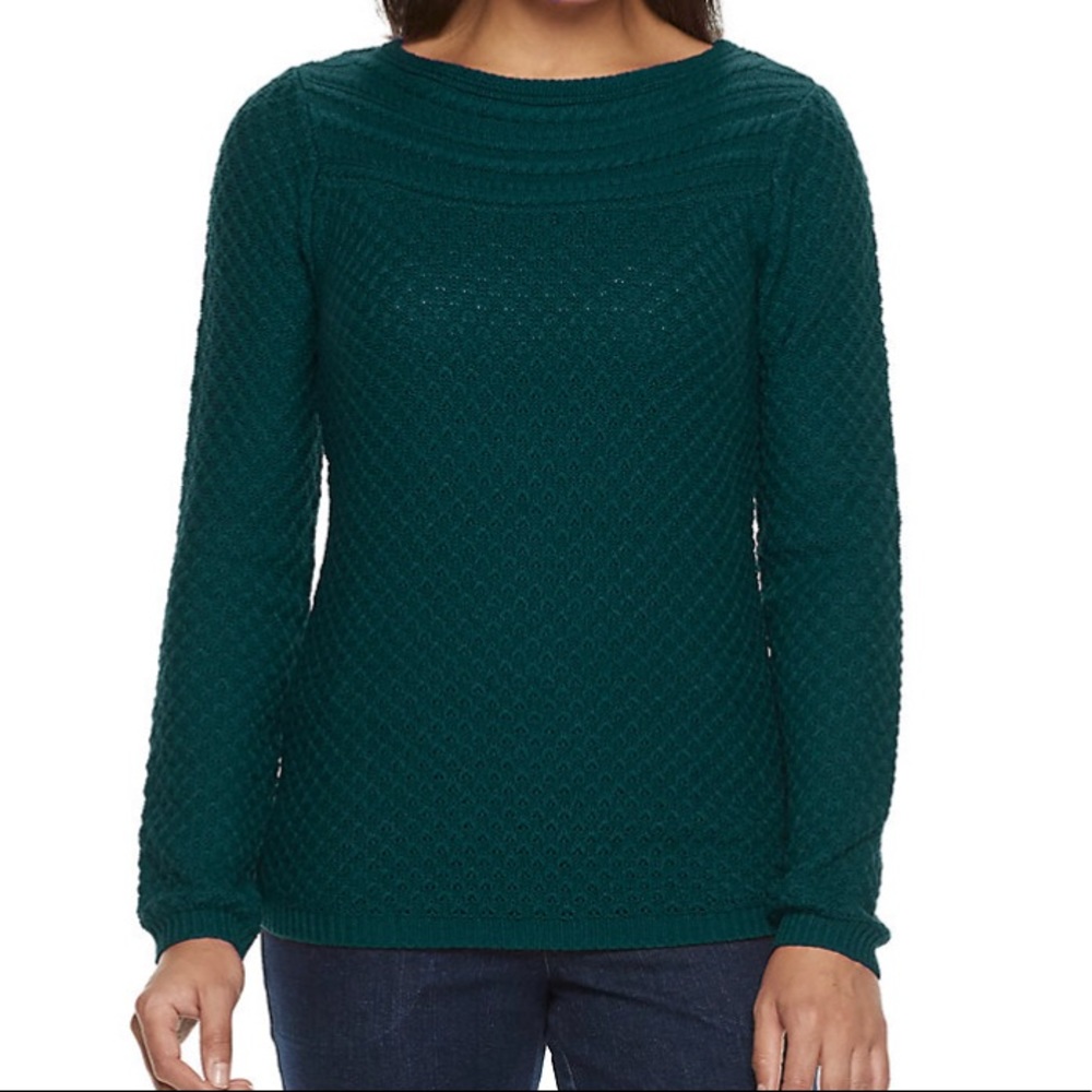 NWT Croft & Barrow Turquoise Teal Knit Sweater